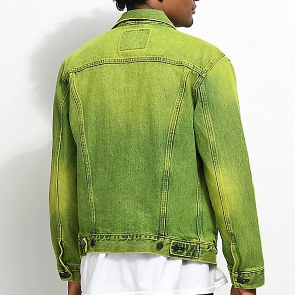 Levi's Overdyed Neon Yellow Denim Trucker Jacket - Picture 2 of 4